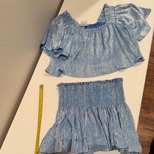 Boutique Sparkle Shimmery Blue Two-Piece Set for Girl Large